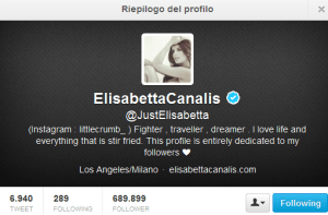 Il profilo Twitter ufficiale di Eli (https://twitter.com/JustElisabetta)