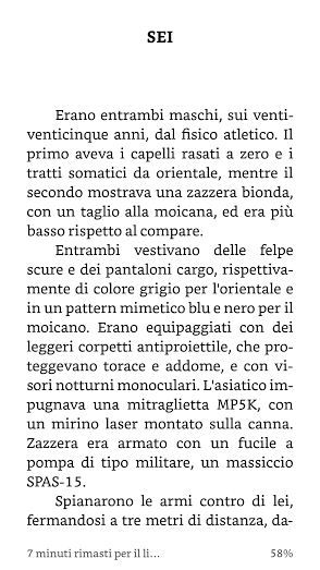Una cattura di "Eden Nero", dalla app Kindle del Wiko Fever.